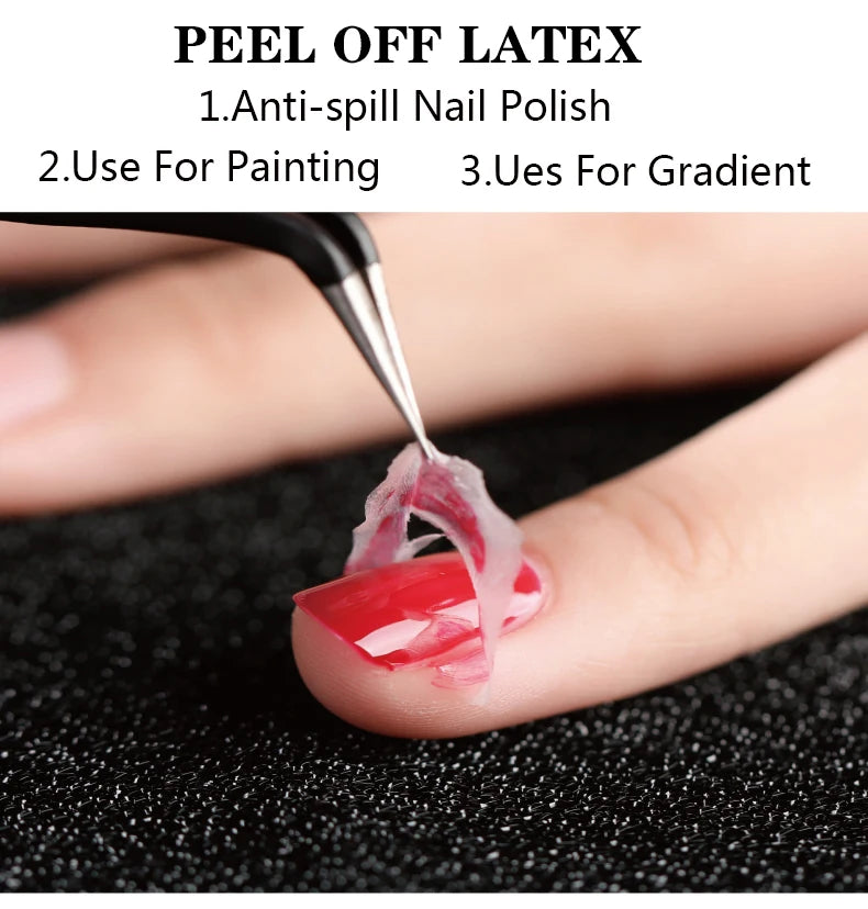 LILYCUTE 5ml/7ml Peel Off Latex Liquid Tape Protect Nail Polish Varnish Anti-spill Latex Fast Dry Skin Care Tool With Tweezer