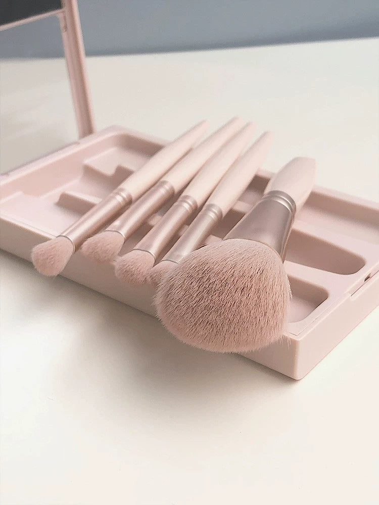 Morandi Portable Upgraded Makeup Brush with Small Mirror Cover