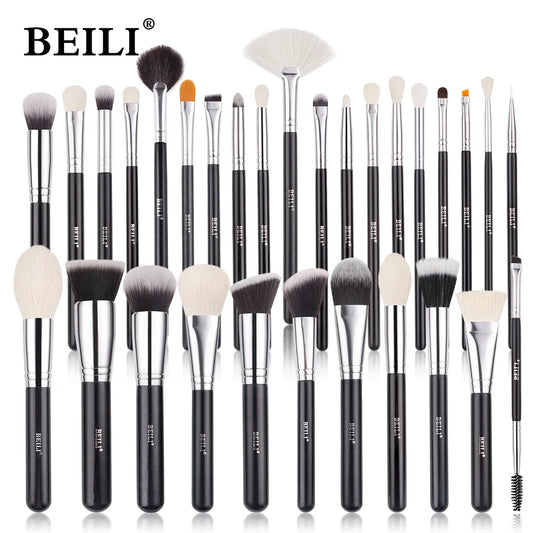 BEILI Goat Makeup Brush Set Eyeshadow Makeup Brushes Professional Foundation Blending Eyebrow Fan Blush brosse maquiagens
