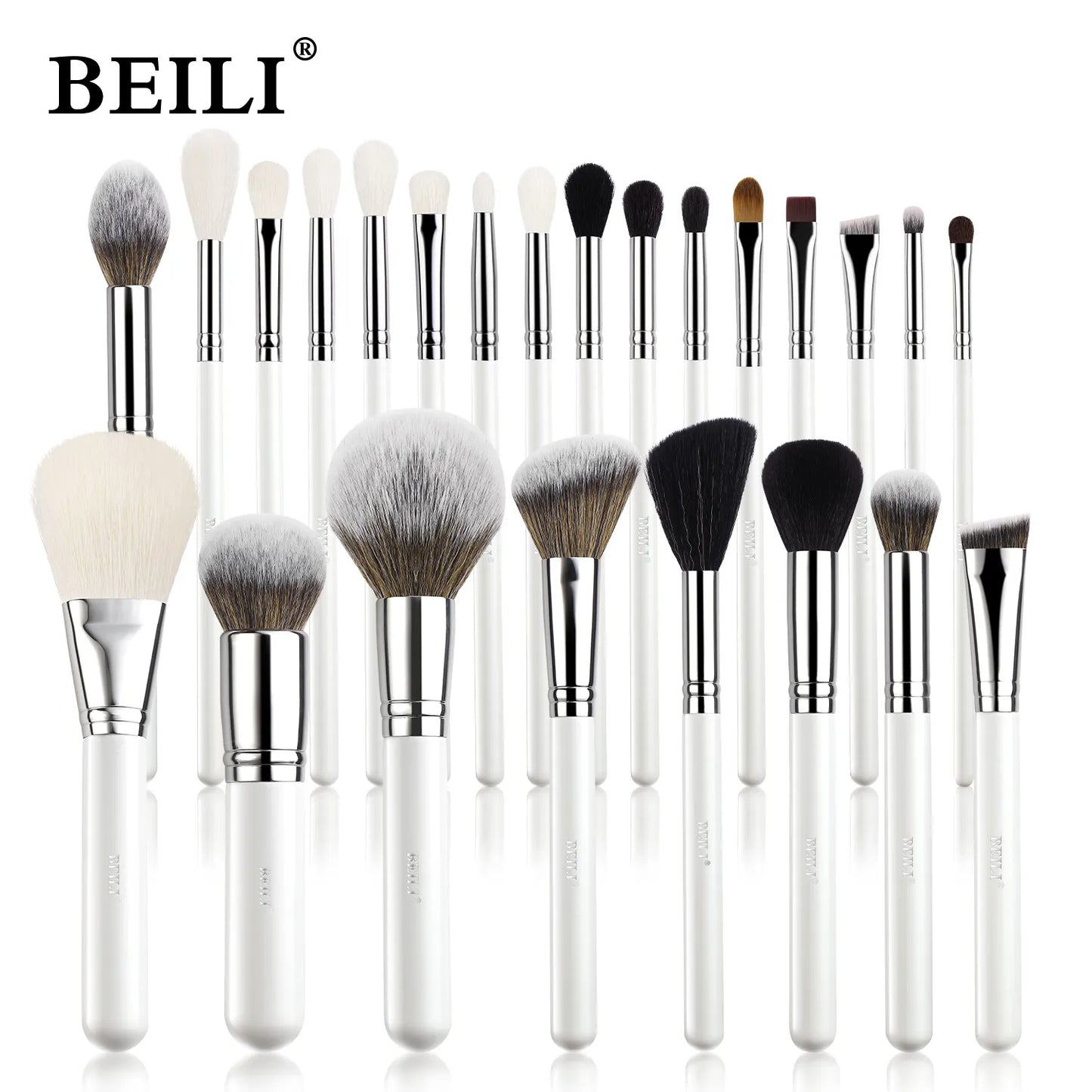 BEILI Makeup Brush Set with Holder and Sponge Makeup Tools Foundation Eyebrow Eyeshadow Brushes Kit with Make Up Puff 24-42pcs