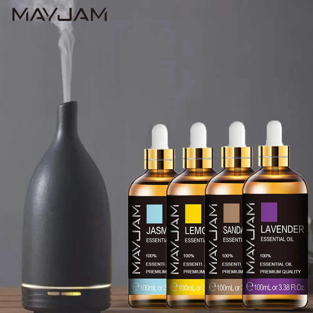MAYJAM 10ml 30ml 100ml Essential Oils For Humidifier Diffuser Lavender Jasmine Eucalyptus Ylang Ylang Vanilla Tea Tree Aroma Oil
