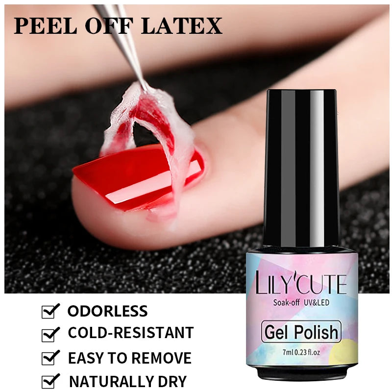 LILYCUTE 5ml/7ml Peel Off Latex Liquid Tape Protect Nail Polish Varnish Anti-spill Latex Fast Dry Skin Care Tool With Tweezer