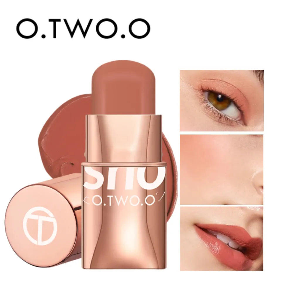 O.TWO.O Blush Makeup Stick High Pigmented Blusher Cream Sticks Waterproof Long-lasting Lip Cheek Eyess Cosmetics for Women