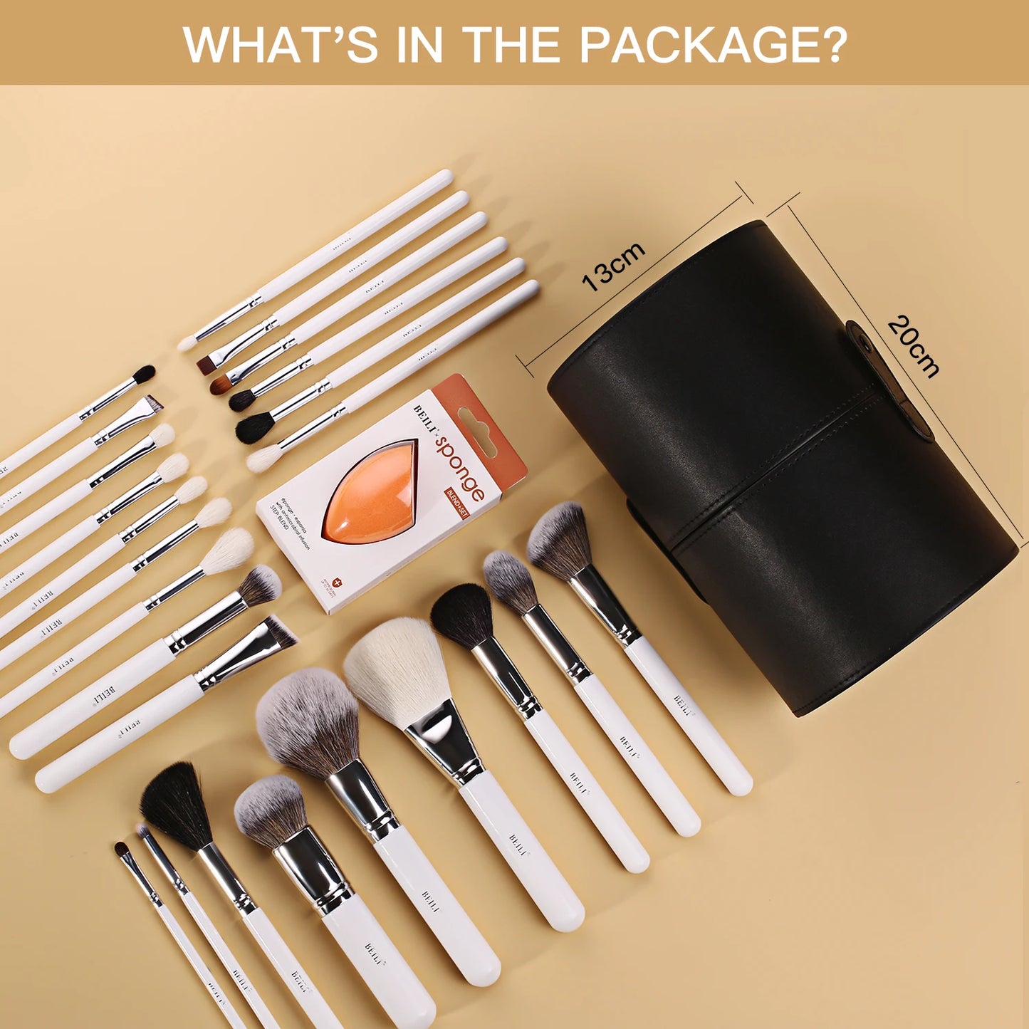 BEILI Makeup Brush Set with Holder and Sponge Makeup Tools Foundation Eyebrow Eyeshadow Brushes Kit with Make Up Puff 24-42pcs