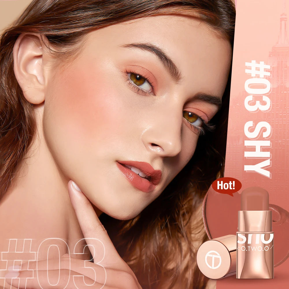 O.TWO.O Cream Blush Face Lip Tint 6 Colors Waterproof Long-lasting Eyeshadow Cheek Rouge Blusher Stick Make-up for Women