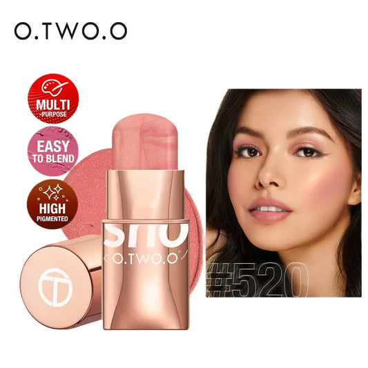O.TWO.O Lipstick Matte Blush Stick with Shinmer Waterproof Long Lasting for Cheeks Eyes Lip Make-up for Women Highlight Blush
