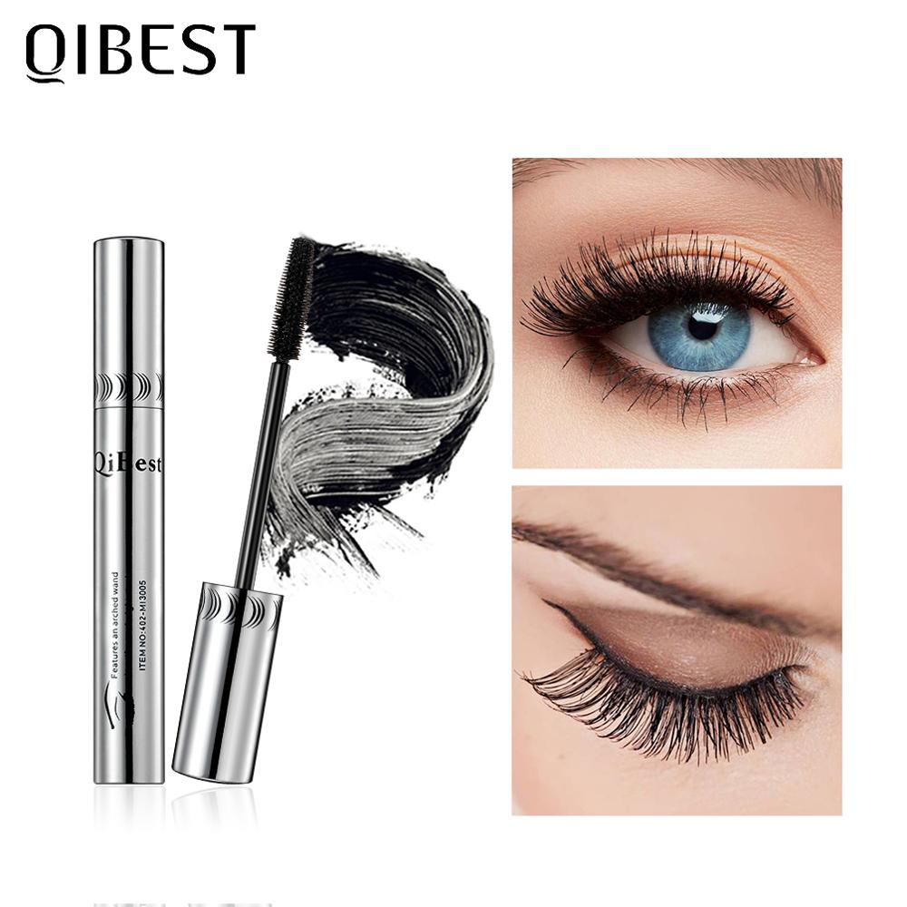 QIBEST Black Mascara Eyelashes Mascara 4D Silky Eyelashes Lengthening Eyelashes Makeup Waterproof Mascara Volume Eye Cosmetics