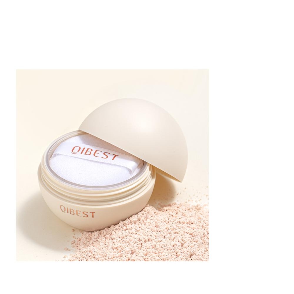 QIBEST Smooth Loose Powder Light Setting Powder Waterproof Face Makeup Oil control Finish Powder Matte Velvety Face Powder